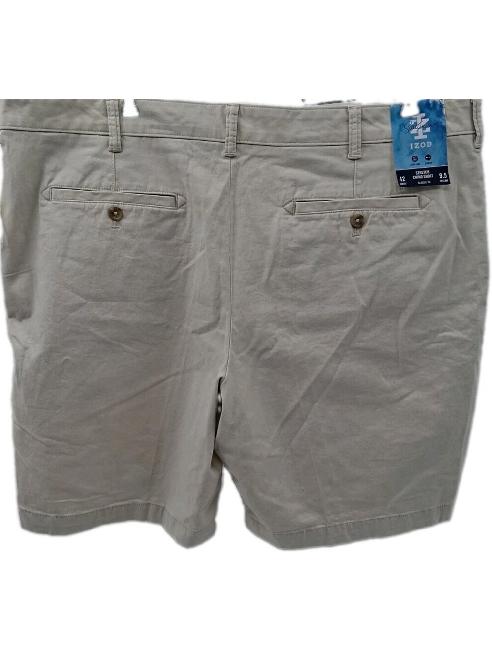 Izod Saltwater Shorts Mens 42 Beige Stretch Chino Golf Casual Lightweight Work - Picture 2 of 8